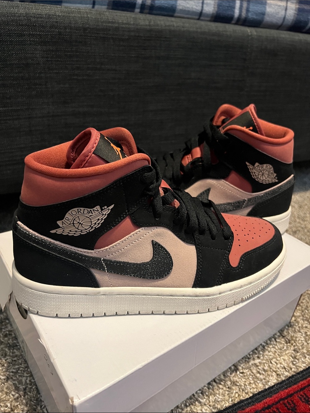 Jordan Mid-Top Sneakers in Black and Blush